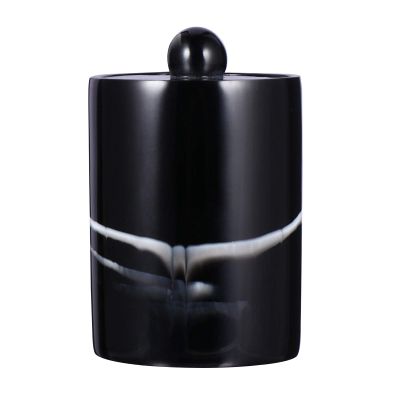 Cabilock 1pc Cylindrical Swabs Dispenser Stylish Marble Design Multi-function Toothpick Holder to Clean Storage for Bathroom and Home Decor