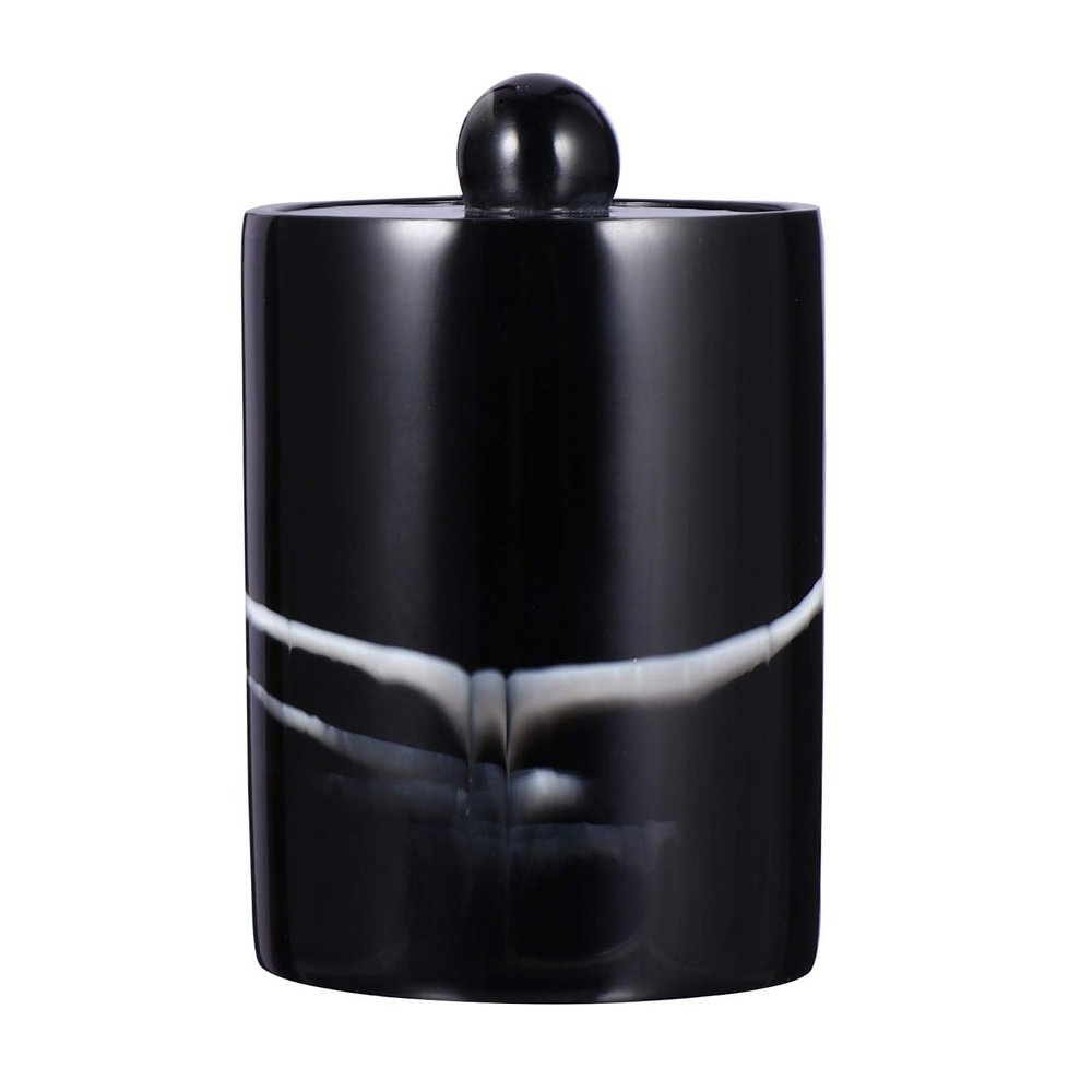 Cabilock 1pc Cylindrical Swabs Dispenser Stylish Marble Design Multi-function Toothpick Holder to Clean Storage for Bathroom and Home Decor