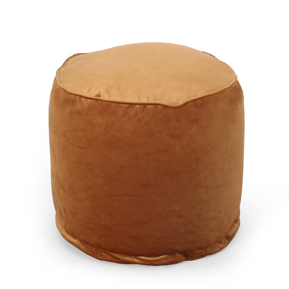Gwinnett Velveteen Cylinder Pouf - Apricot