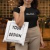 Aboutwome Your Own Design Women Custom Tote Bag for Shopping Canvas Bags (White) view 2