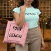 Aboutwome Your Own Design Women Custom Tote Bag for Shopping Canvas Bags (Pink) view 2