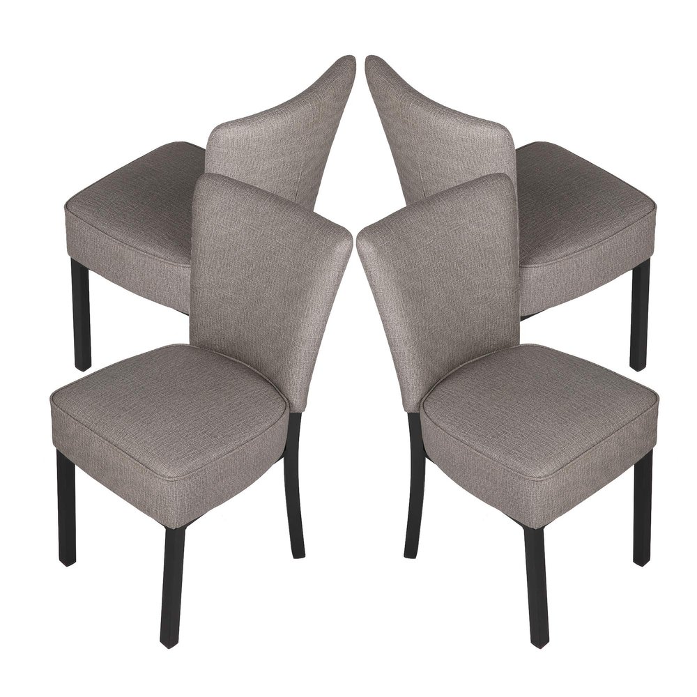 Koreyosh Classic Dining Chair Set of 4,Modern Style Family Leisure Chair with Stainless Steel Legs,PU Leather High Back Side Chair,Grey