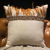 The HomeCentric Cushion Covers for Couch, Decorative Beige 18"x18" (45x45 cm) Throw Pillows for Couch, Linen Feathers & Beads Cushion Cover, Animal Print Pattern Modern - Falling Feathers view 2