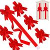 WILLBOND 12 Pieces Red Christmas Cabinet Ribbons Bows Large Red Bow Christmas Door Kitchen Cabinet Ribbon Bows Locker for Xmas Holidays Party Decorations Supplies view 1