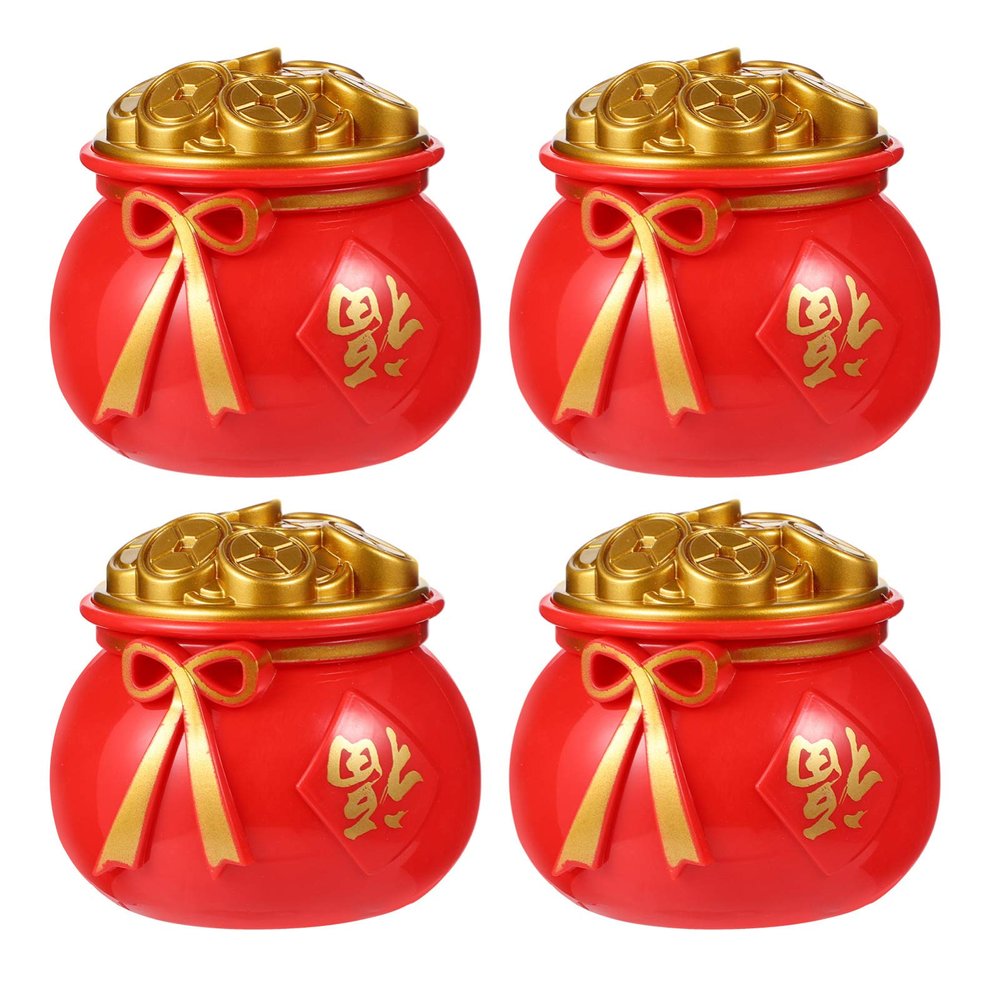 6pcs Treasure Bowl Bank Money Saving Pot Lucky Money Golden Tone Auspicious Home Office Decor Ornament Housewarming L