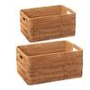 N/H Storage Basket with HandlesHandwoven Rattan Home Storage Bins BasketsDesktop Debris Basketfor Decoration, Picnic and Groceries Storage view 1