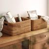 N/H Storage Basket with HandlesHandwoven Rattan Home Storage Bins BasketsDesktop Debris Basketfor Decoration, Picnic and Groceries Storage view 2