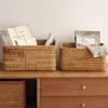 N/H Storage Basket with HandlesHandwoven Rattan Home Storage Bins BasketsDesktop Debris Basketfor Decoration, Picnic and Groceries Storage view 4