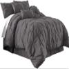 International Sheets Luxury 800 Thread Count 100% Egyptian Cotton 7 Piece Pinch Pleat Pintuck Bedding Comforter Set (King, Dark Grey) view 1