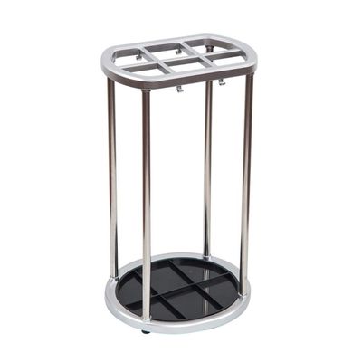 Umbrella Racks WXYZ Household Hotel Umbrella Stand, Stainless Steel Umbrella Box with 6 Holes and 4 Hooks, Detachable Assembly Umbrella Drain Stand 30.5x28x53cm