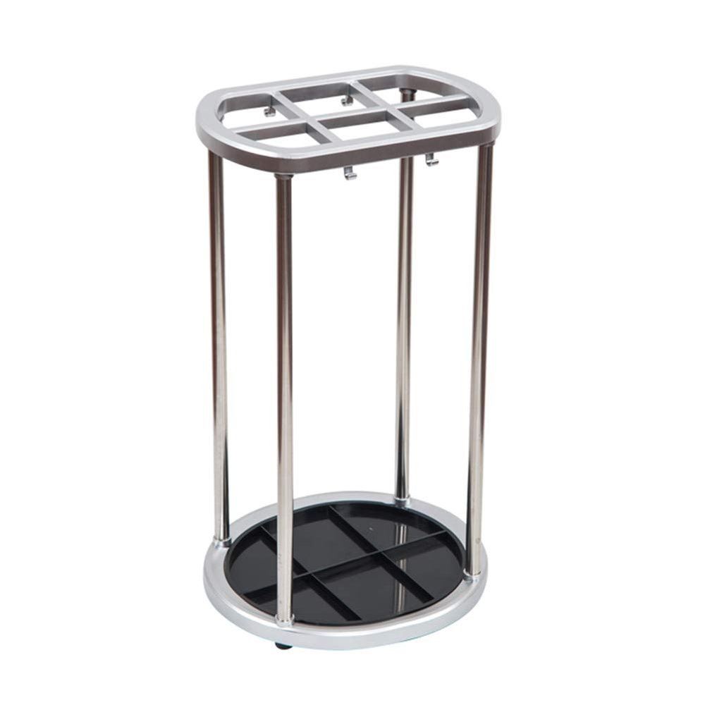 Umbrella Racks WXYZ Household Hotel Umbrella Stand, Stainless Steel Umbrella Box with 6 Holes and 4 Hooks, Detachable Assembly Umbrella Drain Stand 30.5x28x53cm