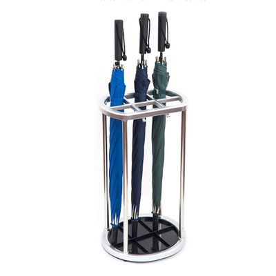 Umbrella Racks WXYZ Stainless Steel Umbrella Stand, Compact Umbrella Box for Home Hotel Business, 6 Holes and 4 Hooks to Store Long and Short Umbrellas, 30.5x28x53cm