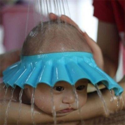 Adjustable Kids Baby Shampoo Bath Bathing Shower Cap Hat Wash Hair Shield- Blue