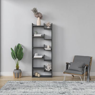 Ada Home Decor Bonaparte Modern Anthracite & White Bookcase 64.17'' H x 23.82'' W x 8.66'' D/Shelving Unit/Bookshelf