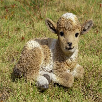 Hi-Line Gift Ltd. Small Brown & White Baby Lamb Lying Down
