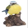 Hi-Line Gift Ltd. Motion Activated Singing Bird TIT ON Stump, Blue; Green view 1