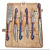 Custom Made Damascus Steel Kitchen Knife 6-Pcs Set FBK-01011, 01021, 01040, 01071, 01083, 01084, 01085, 01131 and 01135 (Red & Blue Resin) view 1