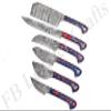 Custom Made Damascus Steel Kitchen Knife 6-Pcs Set FBK-01011, 01021, 01040, 01071, 01083, 01084, 01085, 01131 and 01135 (Red & Blue Resin) view 4