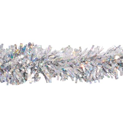 25'Silver and Clear Metallic Specialty Holographic Twist Novelty Christmas Garland