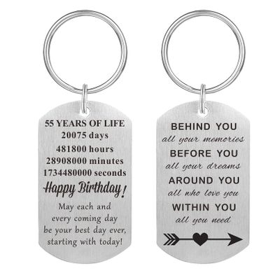 MXRSDF 55th Birthday Gifts for Women Men - 55th Birthday Decorations Keychain - 55 Year Old Birthday Gifts for Her Him