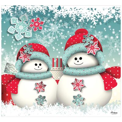 Christmas Snowmen Single Car Garage Door Banner - 7' x 8'