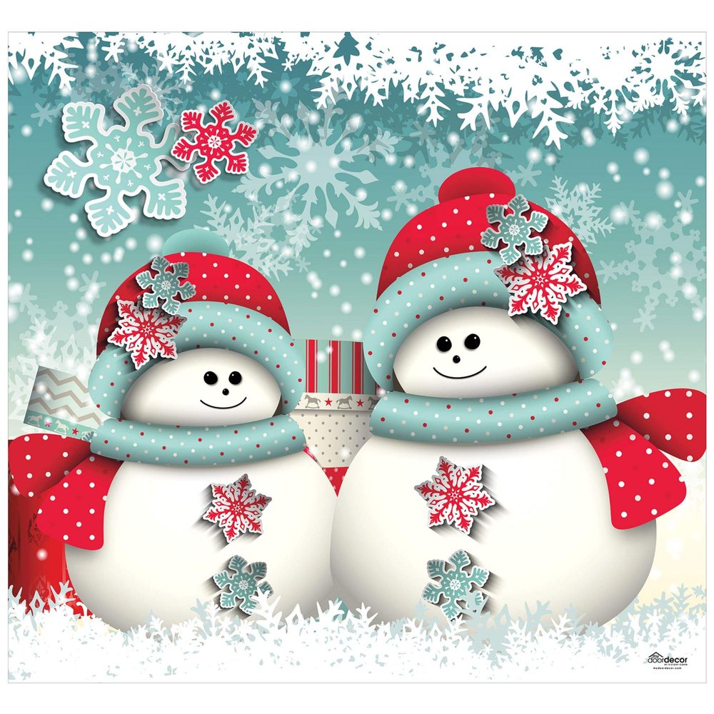 Christmas Snowmen Single Car Garage Door Banner - 7' x 8'