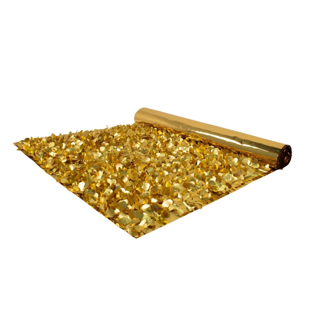 CC Home Furnishings 15' Gold Contemporary Floral Sheeting Party Streamers
