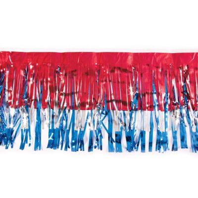 15" x 10' Red and Blue Christmas Fringe Party Streamer