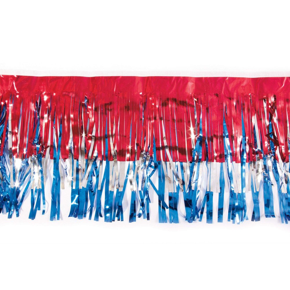 15" x 10' Red and Blue Christmas Fringe Party Streamer