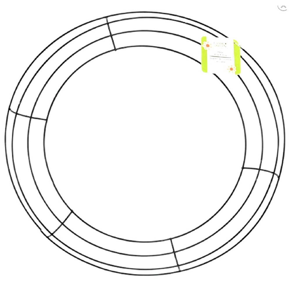 KGUH Round Metal Wire Circle Wreath Frame Form Hanger Green 14 Inch Set of 2