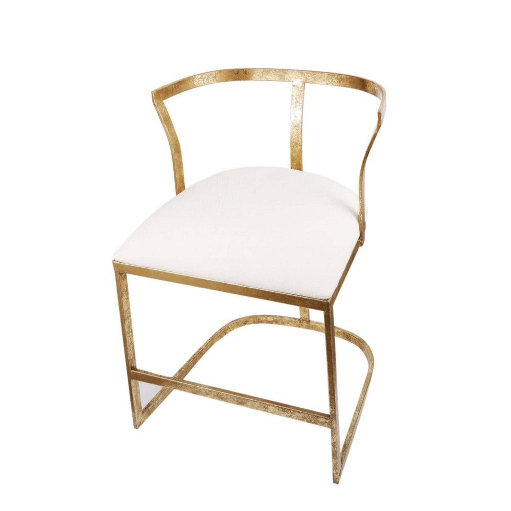 CC Home Furnishings 27" Gold and White Contemporary Style Cavendish Chair