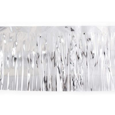 15" x 10' Silver Solid Christmas Fringe Party Streamer