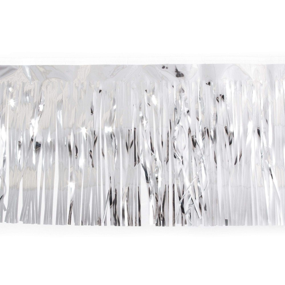15" x 10' Silver Solid Christmas Fringe Party Streamer