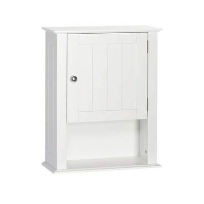 Thaweesuk Shop New White Wooden Medicine Cabinet Organizer Cabine Storage Shelf 1 Door Bathroom Wall Mount Kitchen Drawers Cupboard Floor Rack Toilet 20.47" H x 16.54" W x 7.09" D