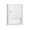 Thaweesuk Shop New White Wooden Medicine Cabinet Organizer Cabine Storage Shelf 1 Door Bathroom Wall Mount Kitchen Drawers Cupboard Floor Rack Toilet 20.47" H x 16.54" W x 7.09" D view 1
