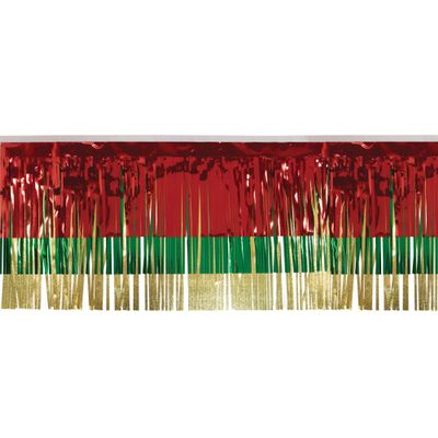 15" x 10' Red and Green Christmas Fringe Party Streamer