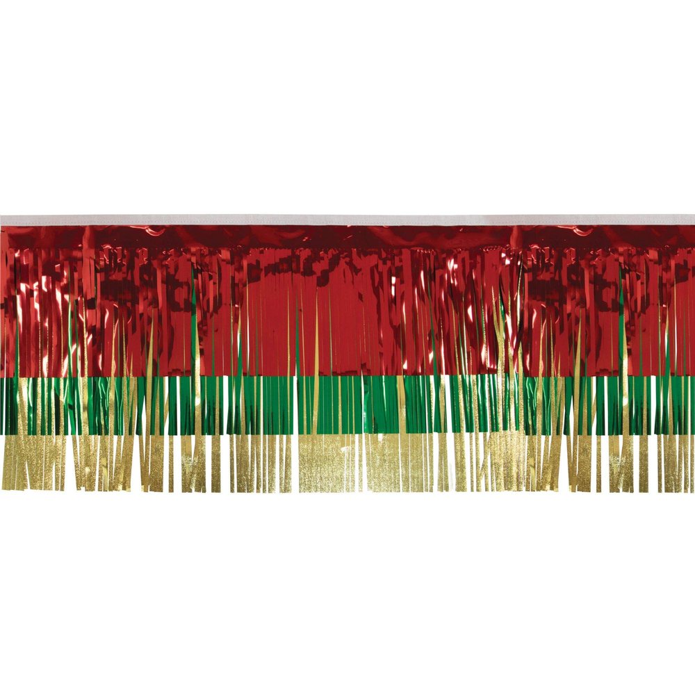 15" x 10' Red and Green Christmas Fringe Party Streamer