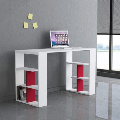 Ada Home Dcor Dania Home-Office-desks, 29.53'' H x 47.24'' W x 22.44'' D, White & Burgundy