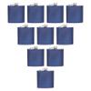 Murano Stainless Steel Hip Flasks 6 oz. Set of 10, Bulk Pack - Screw on Cap, Great for Wedding Party Gifts, Groomsmen Gifts, Outdoor Activities - Blue view 1