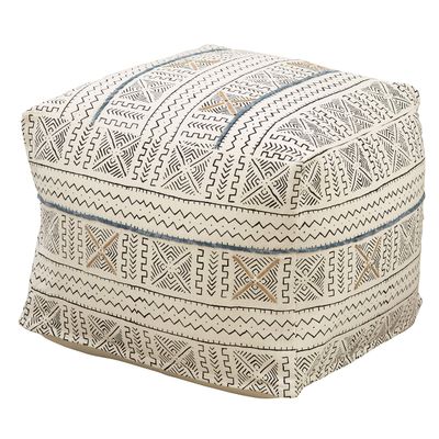 SARO LIFESTYLE Abstract Design Mudcloth Pouf