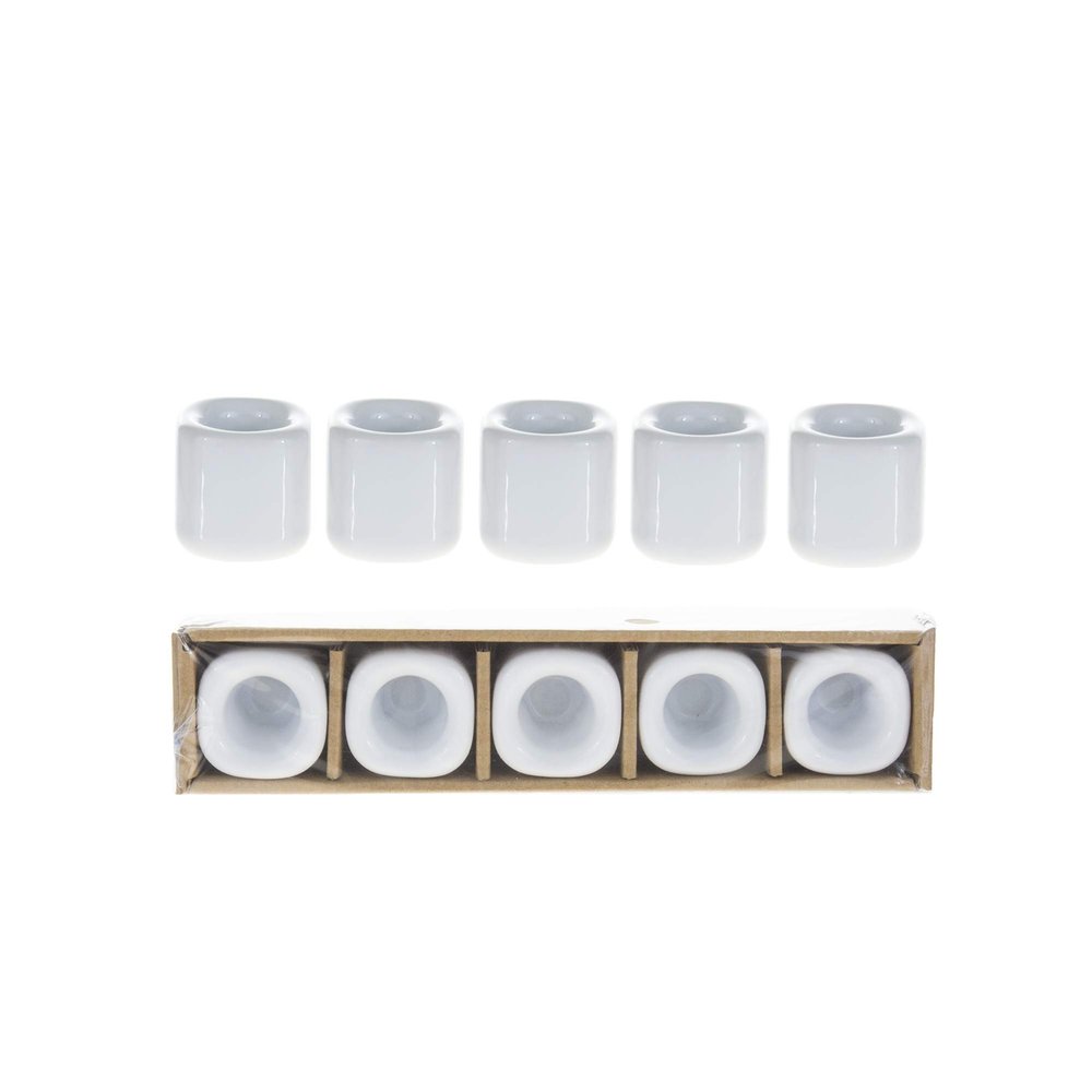 Mega Candles 5 pcs 3/4 Inch Diameter White Ceramic Chime Ritual Spell Candle Holders, Great for Casting Chimes, Rituals, Spells, Vigil, Witchcraft, Wiccan Supplies & More