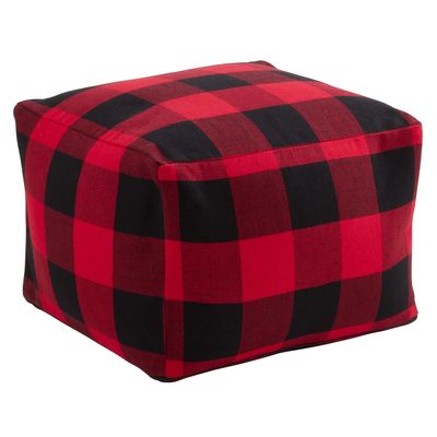 SARO LIFESTYLE Buffalo Plaid Pouf