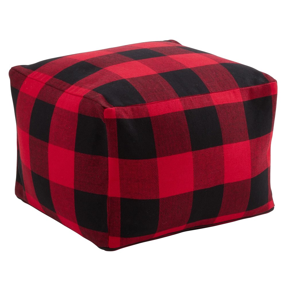 SARO LIFESTYLE Buffalo Plaid Pouf