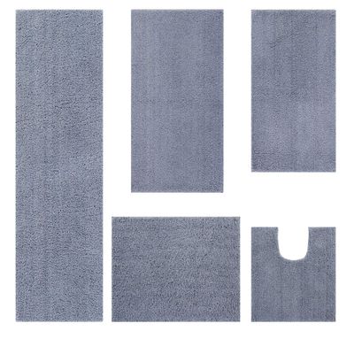 Better Trends Micro Collection Bath Mats - Soft Rug, Absorbent Bath Mat, Tufted Rug, 100% Polyester Rug, Perfect Combination of Luxury and Comfort 5 Piece Bath Rug for Multipurpose Use - Gray