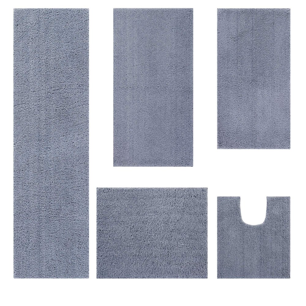 Better Trends Micro Collection Bath Mats - Soft Rug, Absorbent Bath Mat, Tufted Rug, 100% Polyester Rug, Perfect Combination of Luxury and Comfort 5 Piece Bath Rug for Multipurpose Use - Gray