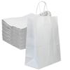 FMP Brands 250 Pack White Paper Bags with Handles 13 x 10 x 5Inch 12 LB Twisted Rope Retail Shopping Gift Durable Bleached Barrel Sack view 1
