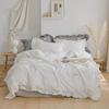 4 Pieces Vintage Stone Washed Cotton Bedding Sets Girls Princess Ruffle Duvet Cover Pillowcases Full Queen Size Bed Sheets White/Pink/Sage Green/Grey (41YS-1-White, Full Size 4pcs) view 2