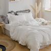 4 Pieces Vintage Stone Washed Cotton Bedding Sets Girls Princess Ruffle Duvet Cover Pillowcases Full Queen Size Bed Sheets White/Pink/Sage Green/Grey (41YS-1-White, Full Size 4pcs) view 3
