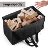 BONTHEE Extra Large Waterproof Firewood Log Carrier Canvas Firewood Holder Indoor with Shoulder Strap and Top Handles Contained Weight-Relief Pad for Easy Carry - Black view 3