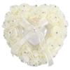 Haofy Wedding Ring Pillow, Romantic Heart-Shaped Wedding Ring Box Rose Rhinestone Decor Ring Pillow Cushion,Wedding Ring Cushion Wedding Engagement Party Accessories (Cream) view 1